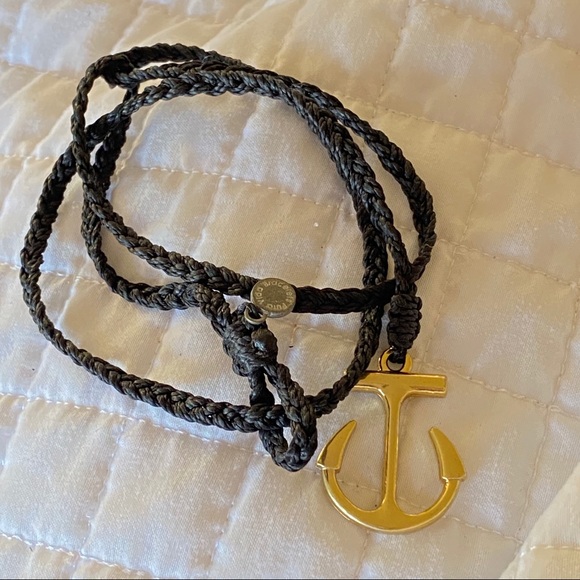 Pura Vida black cord wrap bracelet w/ gold anchor - Picture 2 of 2